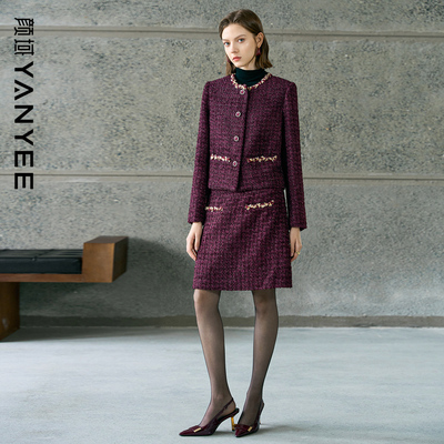 毛呢外套半身裙两件套装