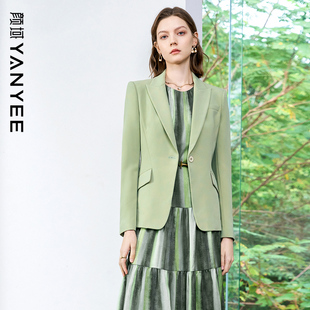通勤职业女士绿色气质小西服 女装 颜域高级感西装 外套女2026春新款