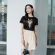 新款 颜域黑色短袖 T恤女2025夏装 高级感宽松纯百搭气质ins风棉上衣