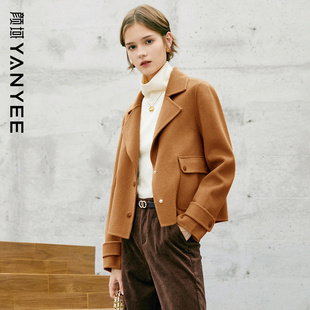 女装 颜域西装 新款 外套2024冬季 气质复古单排扣外衣外搭 领纯色短款