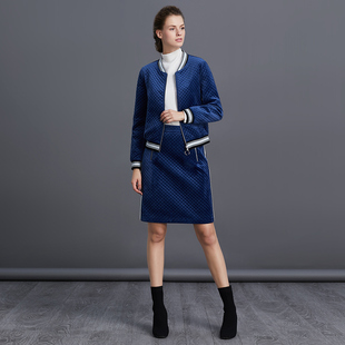 短单裙子通勤复古格子大码 新款 蓝色丝绒半身裙 2020春春季 颜域女装