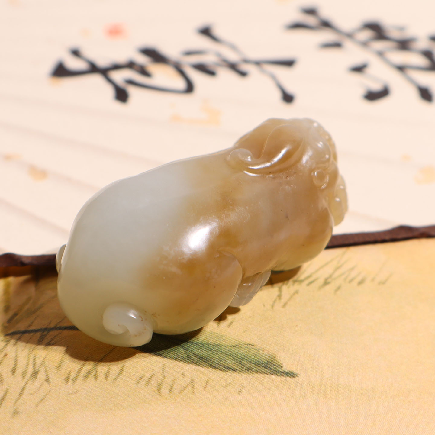 玉禧珠宝精品和田玉新疆细腻油糯且末老坑料糖白玉貔貅瑞兽吊坠A9