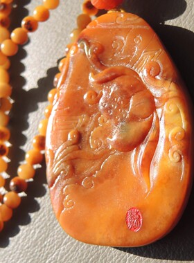 市场10万亏本价12000元珍稀黄色名品粟子黄色黄玉籽料观音吊坠子R