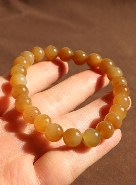 新疆且末高脂黄糖玉8mm圆珠手串