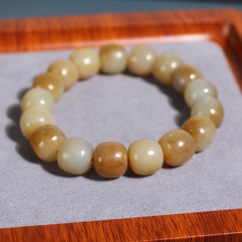 玉禧珠宝且末料糖白玉手串12mm