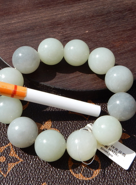 新疆青花籽料18mm圆珠手链手串