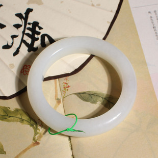 玉禧珠宝特惠天然和田玉新疆高脂细油润于田料白玉60mm手镯手饰A9