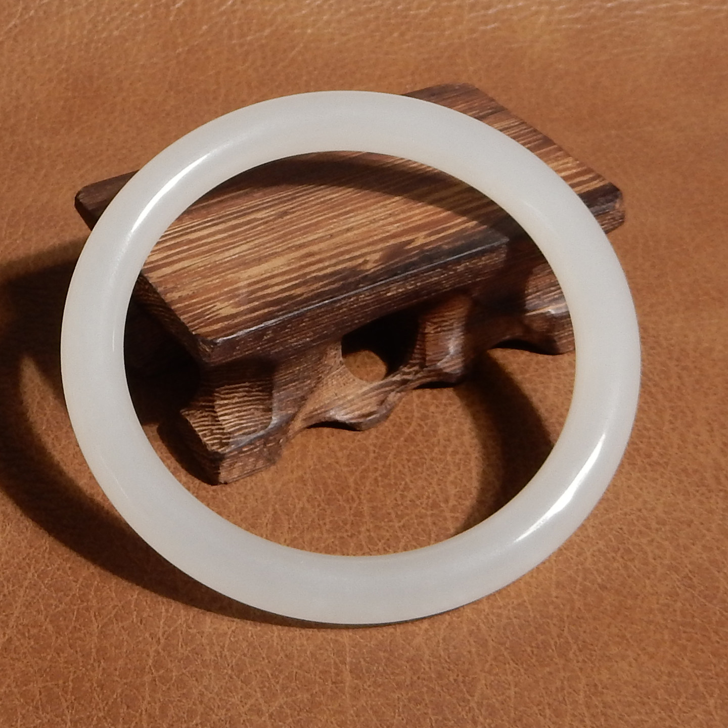 玉禧珠宝和田玉青海料冰底细腻白玉60.5mm简约百搭手镯Q