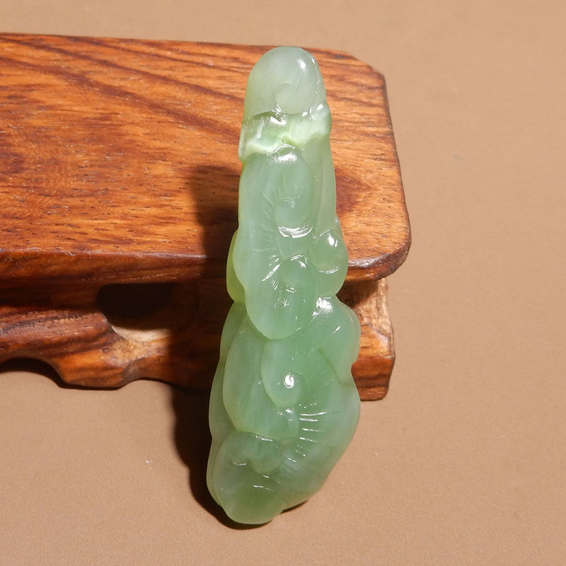 放漏方言和田玉大师作品俄料碧玉高冰带猫眼事事如意吊坠挂件w5