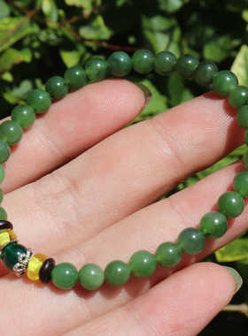 方言和田玉阳绿色碧玉手串