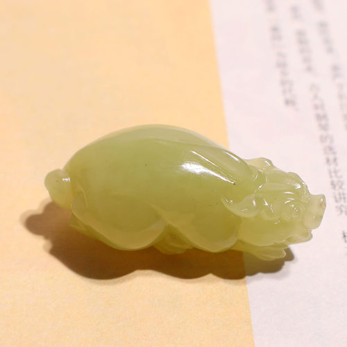 玉禧珠宝促销和田玉新疆若羌油润黄口料瑞兽貔貅吊坠挂件送礼A9