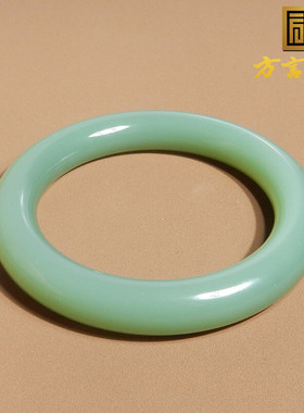 方言和田玉精品珍藏级俄罗斯老坑料冰底无结构粉青碧玉54mm手镯X6