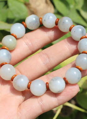 方言和田玉飘墨白玉青花籽料手串