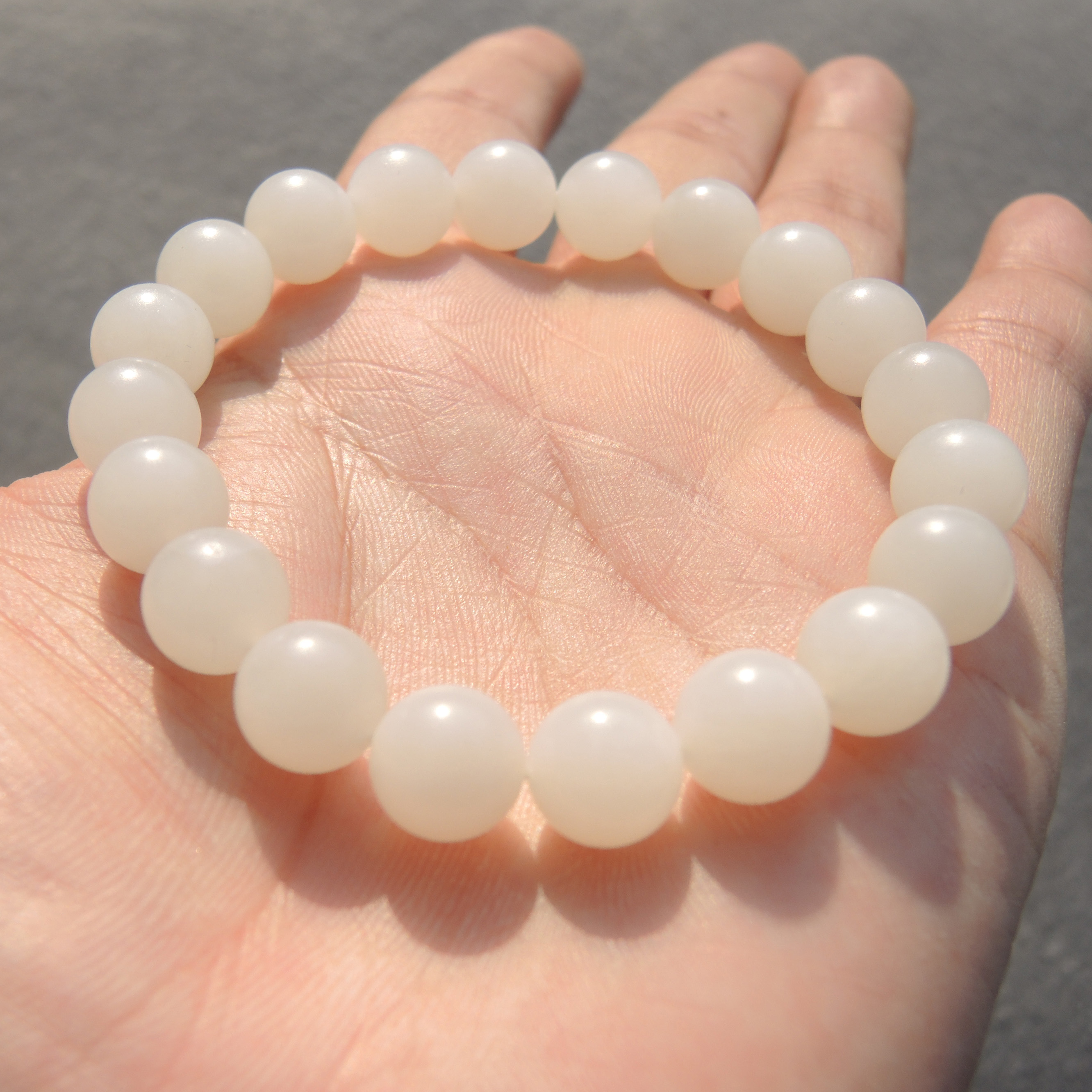 美哭了方言和田玉精品95于田料高脂高糯羊脂白玉10mm手串手链S