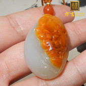 方言企业特惠仅16800元 杨大钊红金皮白玉籽料兽面守护吊坠促销