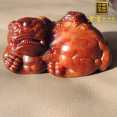 惊爆价方言和田玉镇店之宝一眼真老熟多彩玉红沁籽料貔貅手把件R