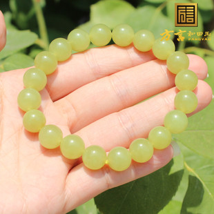 1780元回馈玉友方言和田玉新疆冰底无结构黄口料卡10mm圆珠手串A6