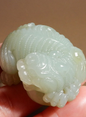 嗨翻天方言和田玉精品特色新疆且末料蓝色基调俏雕貔貅摆件吊坠X3