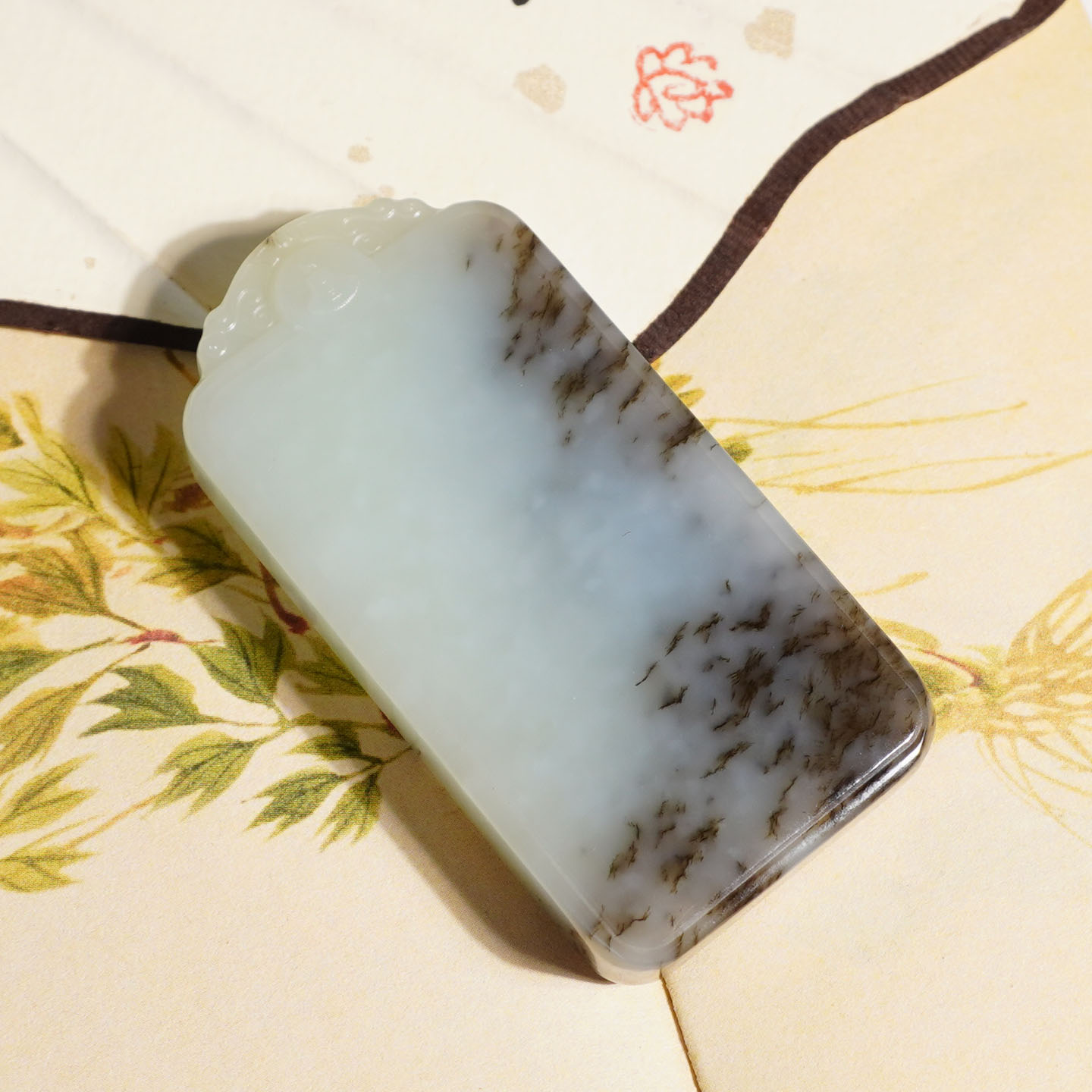 玉禧珠宝天然和田玉俄料油糯羊脂白糖白玉闭静通幽处意境牌挂件A9