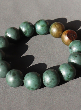 方言和田玉碧玉籽料14mm圆珠手串