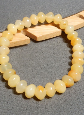 惊呆方言品牌和田玉精品特色唐河黄沁籽料算盘珠卡8mm手串手链R5