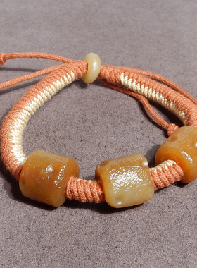 方言和田玉精品珍藏级新疆细腻油润且末料糖玉复古磨砂手串手链X6