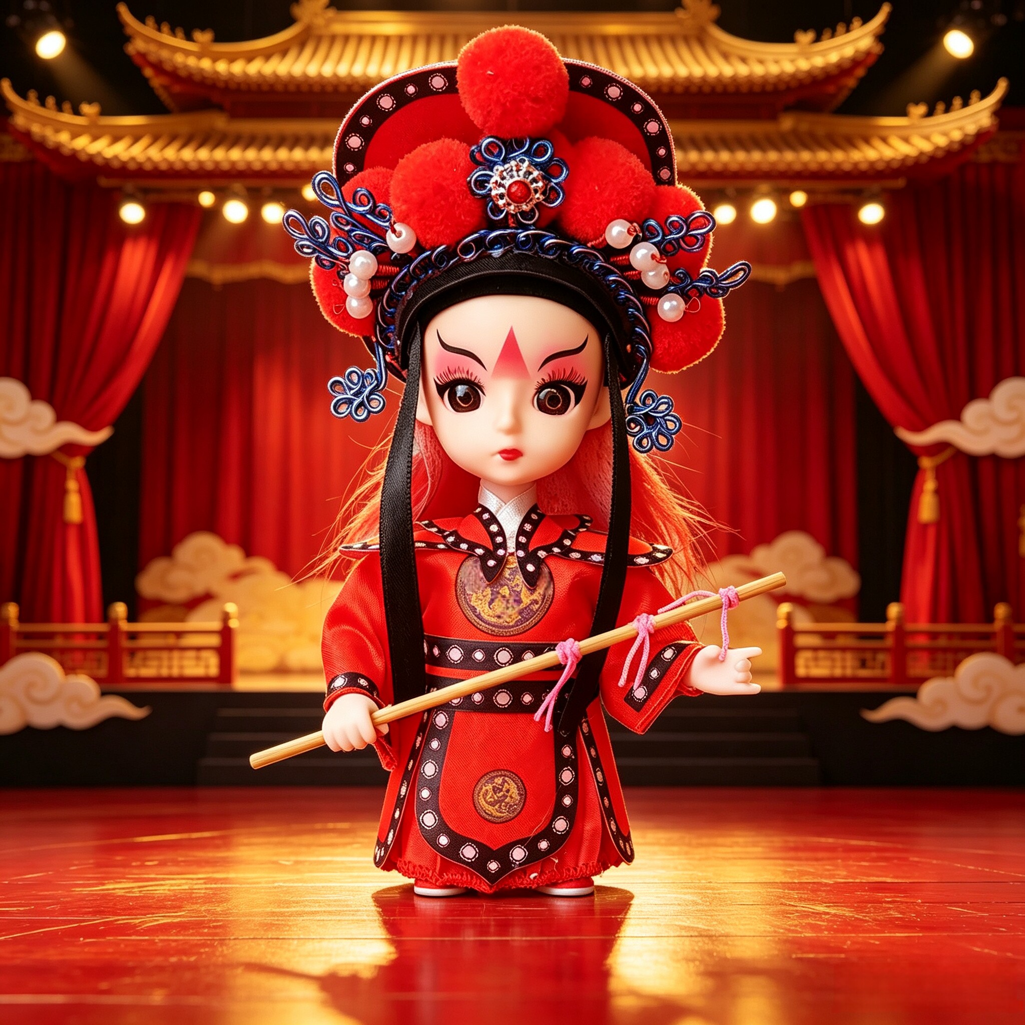国潮京剧戏曲绢人收藏摆件图片