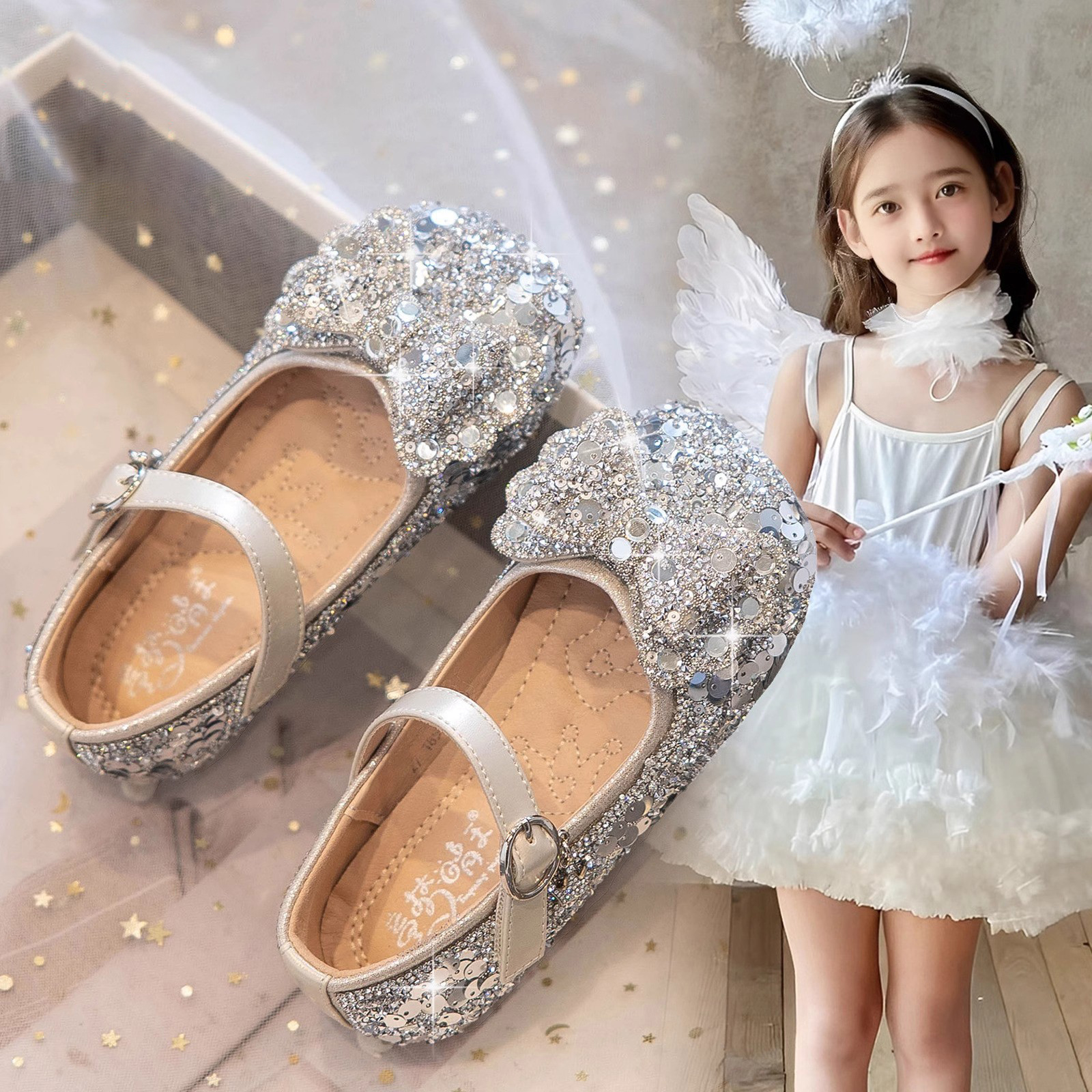 真皮公主鞋女童艾莎鞋