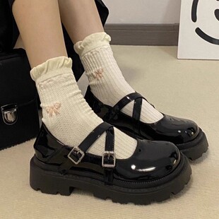 真皮女童小皮鞋2026春季新款黑色漆皮玛丽珍儿童厚底英伦风单鞋子