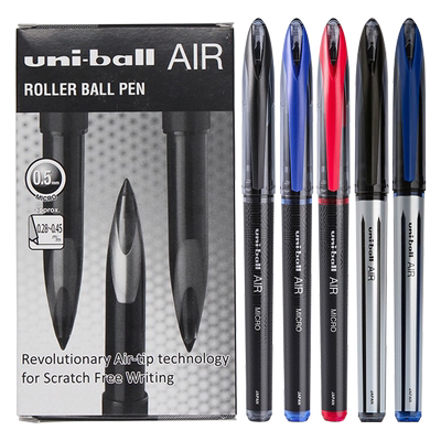 日本uniball三菱AIR直液式签字笔UBA188黑色商务中性笔顺滑草图绘图笔自由控墨黑科技文具0.5/0.7学生用水笔