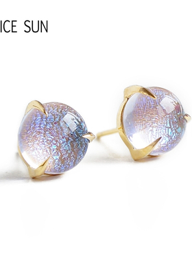 气质月光白色宝石高级感耳钉法式网红简约冷淡风ins纯银18K金复古