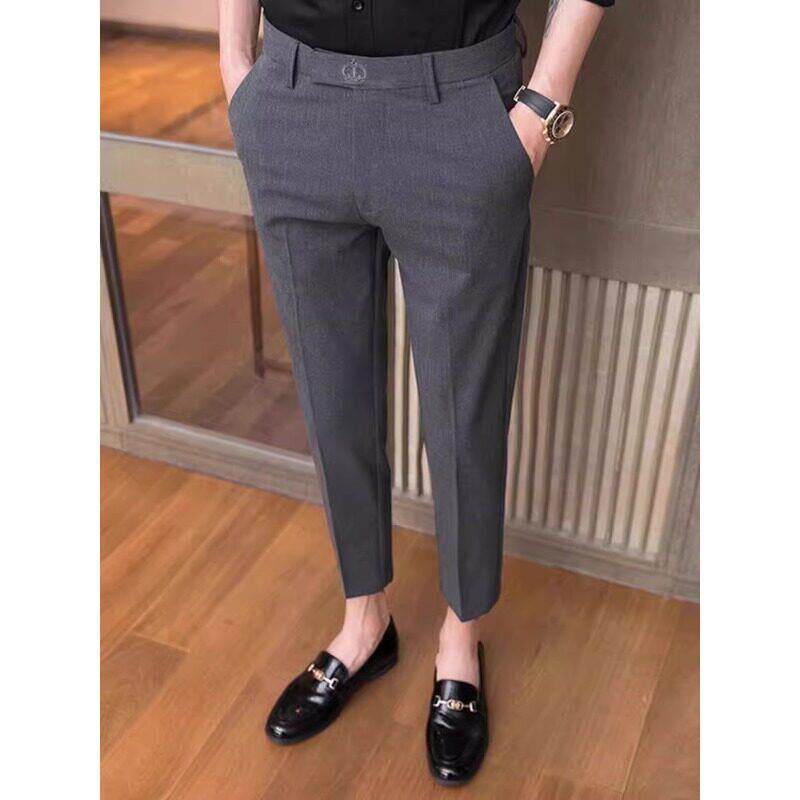 2026夏季新款男士九分西裤高级感商务休闲薄款修身小脚透气西装裤
