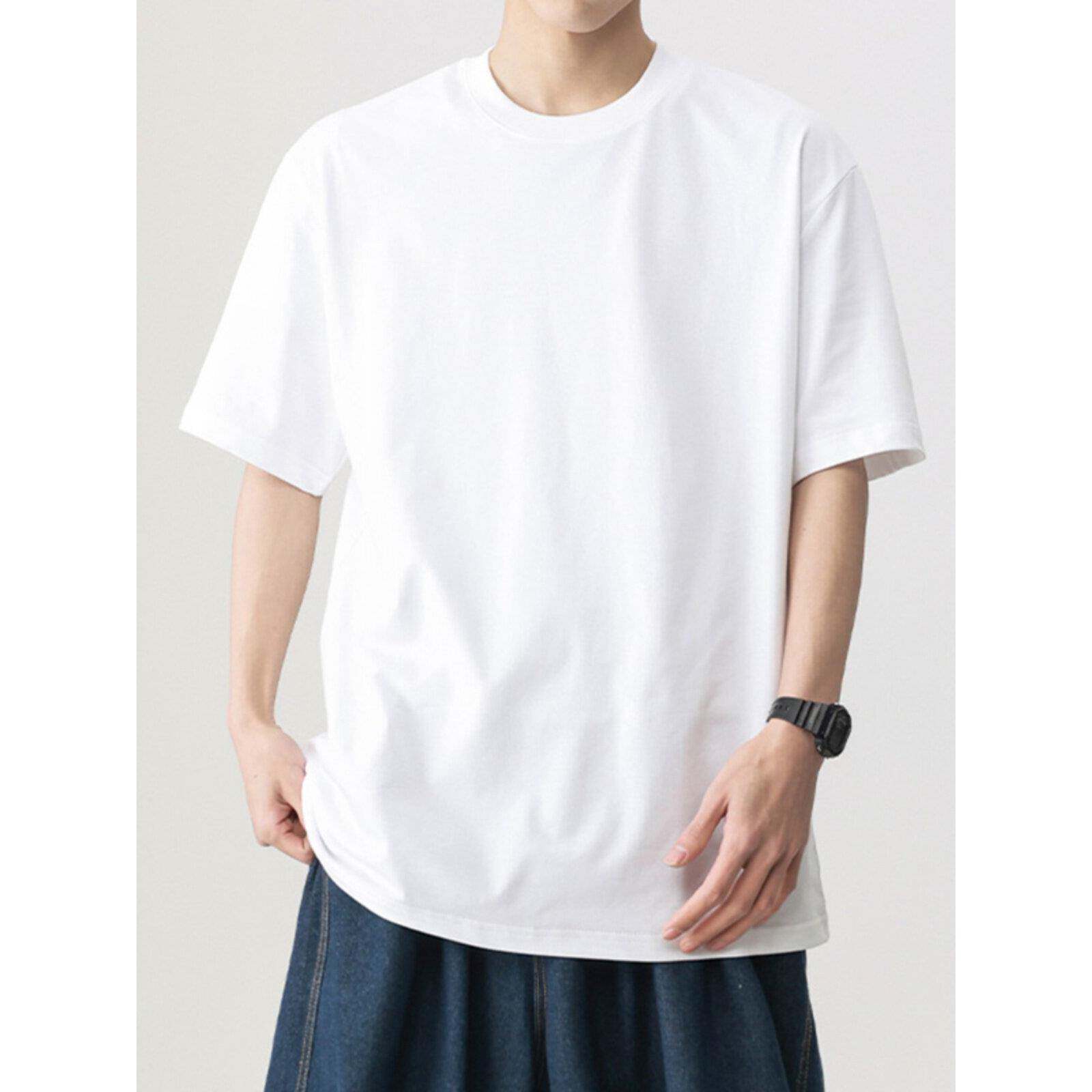 home daily 版型好到尖叫！纯棉短袖男士夏季薄款圆领宽松白色T恤