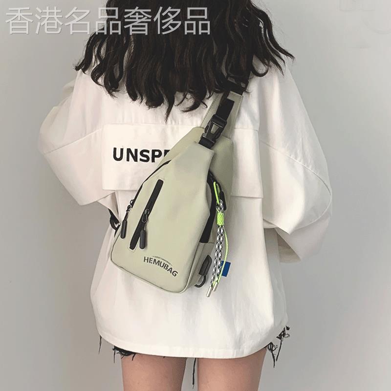 法国小众帆布斜挎包包女2025新款时尚单肩胸包男款运动腰包小背包