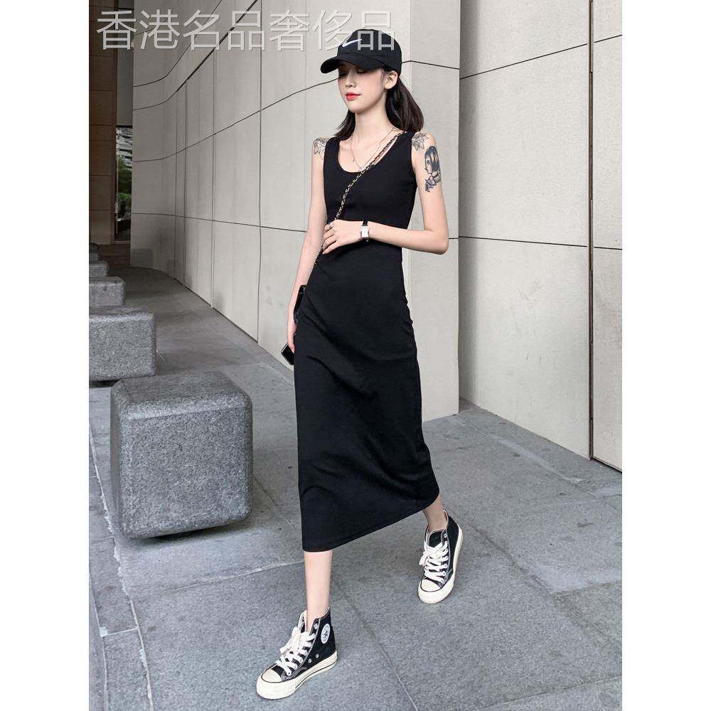 黑色吊带洋装女夏季新款法式气质凸显身材打底裙修身显瘦背心长裙