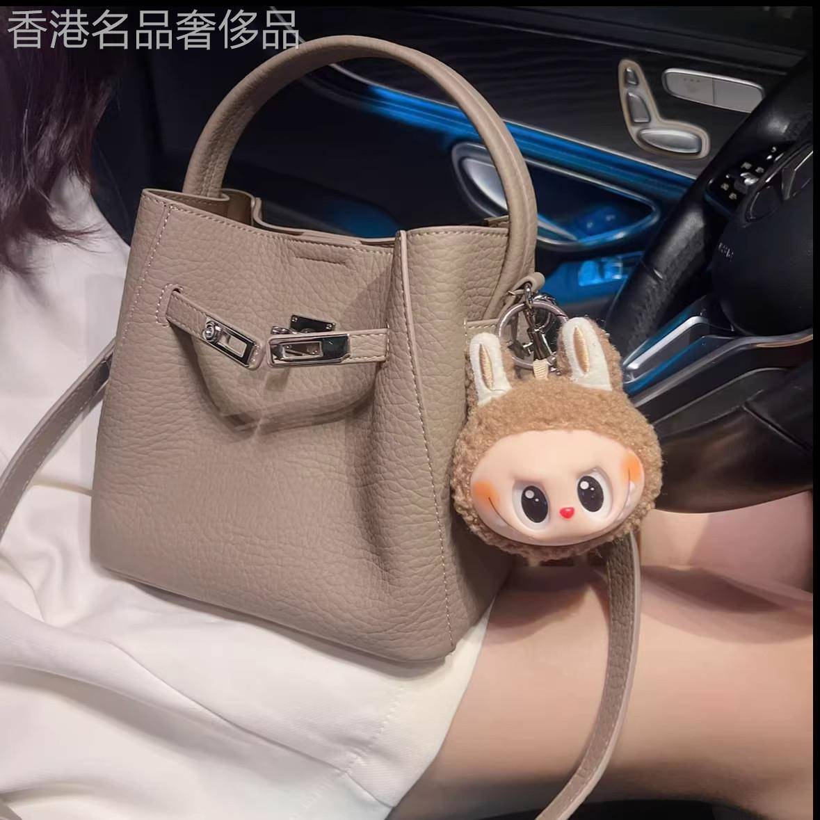 专柜品质！真皮水桶包手提凯利包高级通勤简约时尚休闲单肩斜挎包