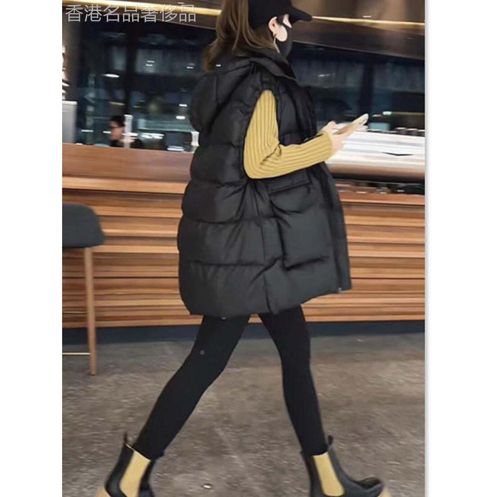 带帽羽绒服背心妇女秋冬2025新中长韩式宽松棉质背心背心夹克