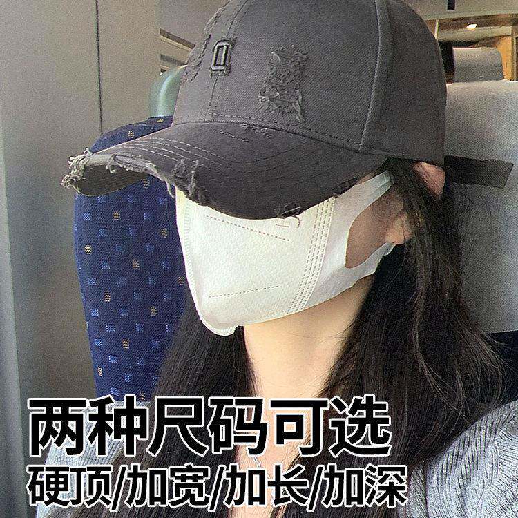 韩国大头围棒球帽男女显脸小鸭舌帽子女款加大加深宽帽檐硬顶复古