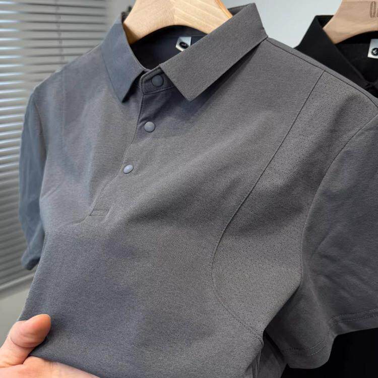 MAROLIO运动休闲拼接短袖t恤男新衬衫领polo衫男纯色百搭夏装衣服