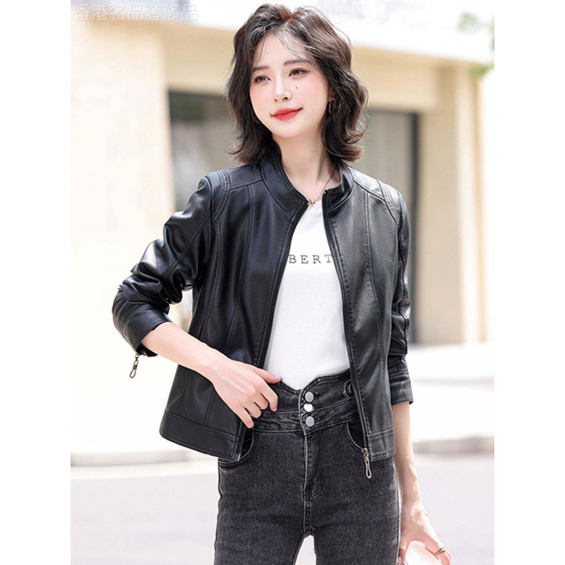 海宁真皮皮衣女2025年春秋季新款修身显瘦立领短款羊皮皮夹克外套