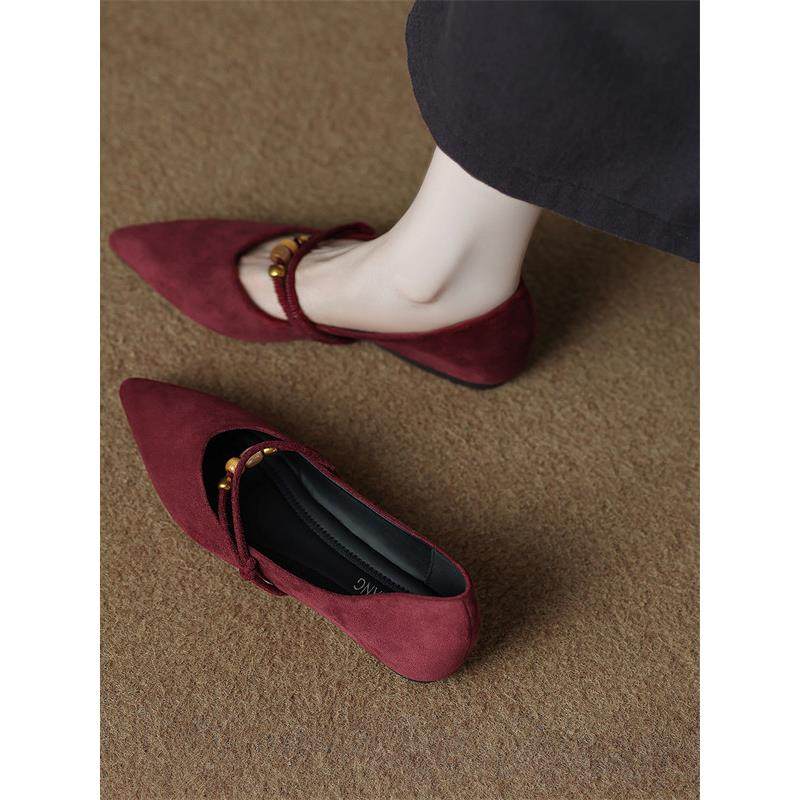 法式小羊皮尖头平底瓢鞋女2025秋冬季浅口百搭软底绝美不累脚单鞋