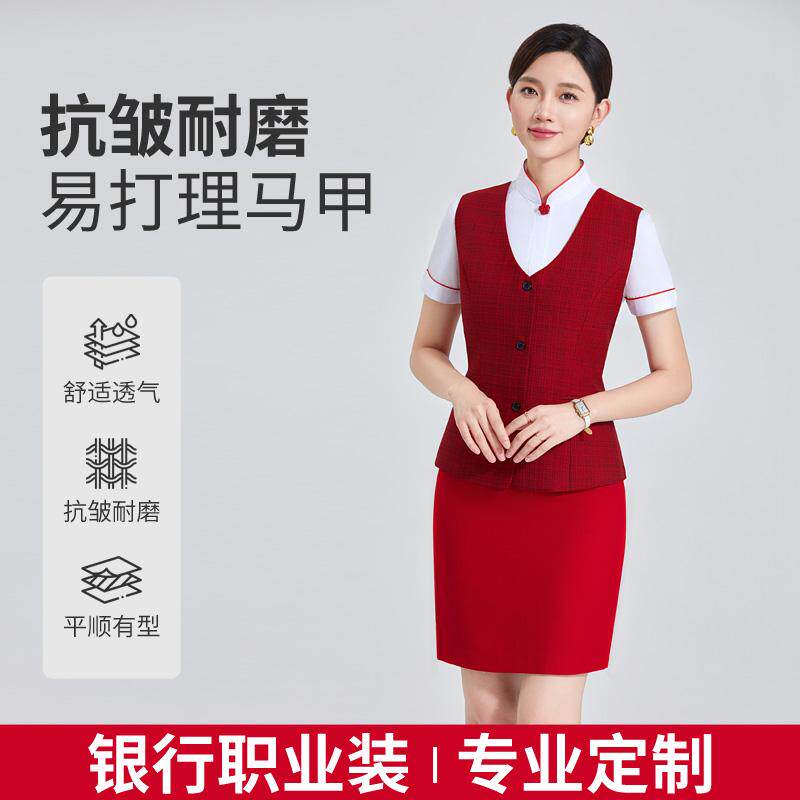中信银行女装马甲V领工作服挂子