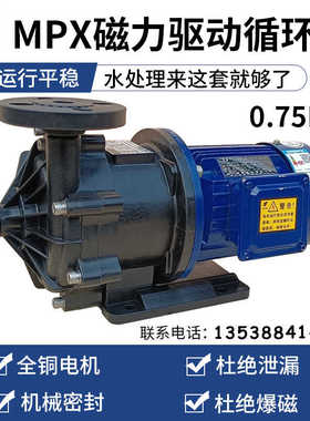 FRPP工程塑料MPX-F-251CCV5磁力循环驱动泵防泄漏污水处理.75KW