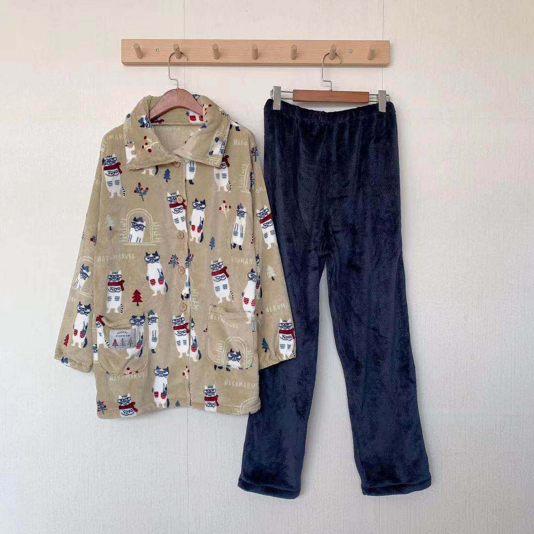 日本新款法兰绒家居服套装男女睡衣情侣保暖高领动漫碎花猫咪,孕妇装/孕产妇用品/营养,家居服套装,淘宝优惠券,粉丝福利购,淘宝优惠卷