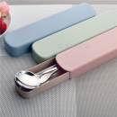 旅行学生筷子勺子套装 餐具三件套创意可爱单人盒叉子不锈钢 便携式