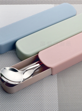 旅行学生筷子勺子套装便携式餐具三件套创意可爱单人盒叉子不锈钢