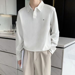 2026春夏轻熟风宽松阔版华夫格面料男士POLO刺绣上衣PL08/P68控88图片