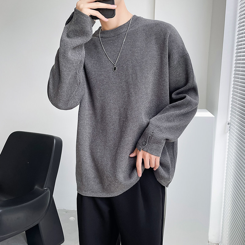 2026秋款轻熟风ins袖口开叉基础款毛衣百搭纯色线衣M25/P70降！，男装针织衫/毛衣，电商A243