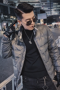 2026秋 加厚保暖皮外套痞帅男士休闲皮羽绒服WY37/P165控215图片