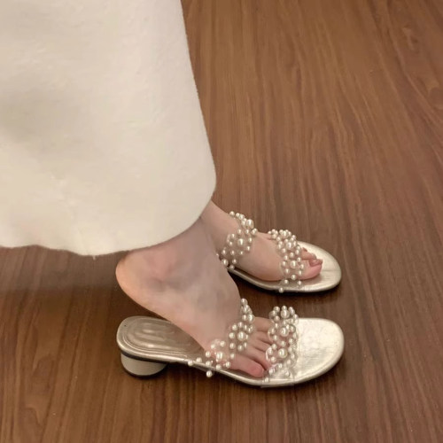 大码拖鞋女41到43法式绝美高跟